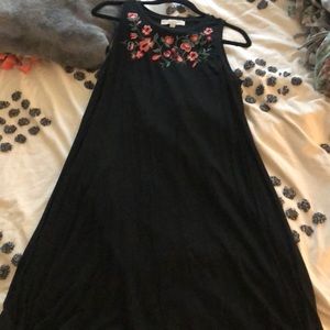 Black Loft Dress with Floral Embroidery Size M